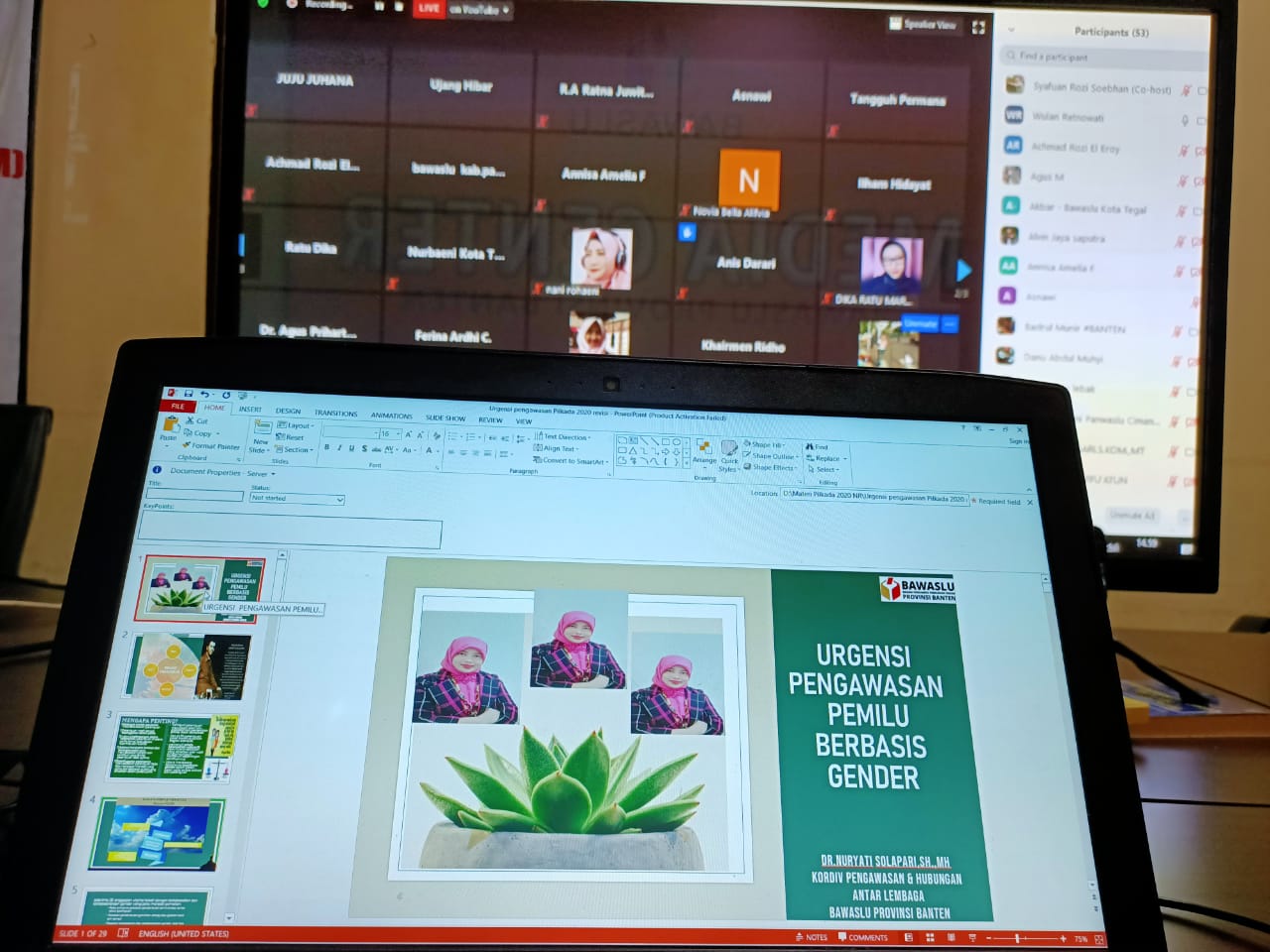 Bawaslu Banten Melaksanakan Diskusi Bertema " Pilkada dan Urgensi Pengawasan Pemilu Perspektif Gender" Dengan Menghadirkan Para Narasumber yang Ekspert Dibidangnya.