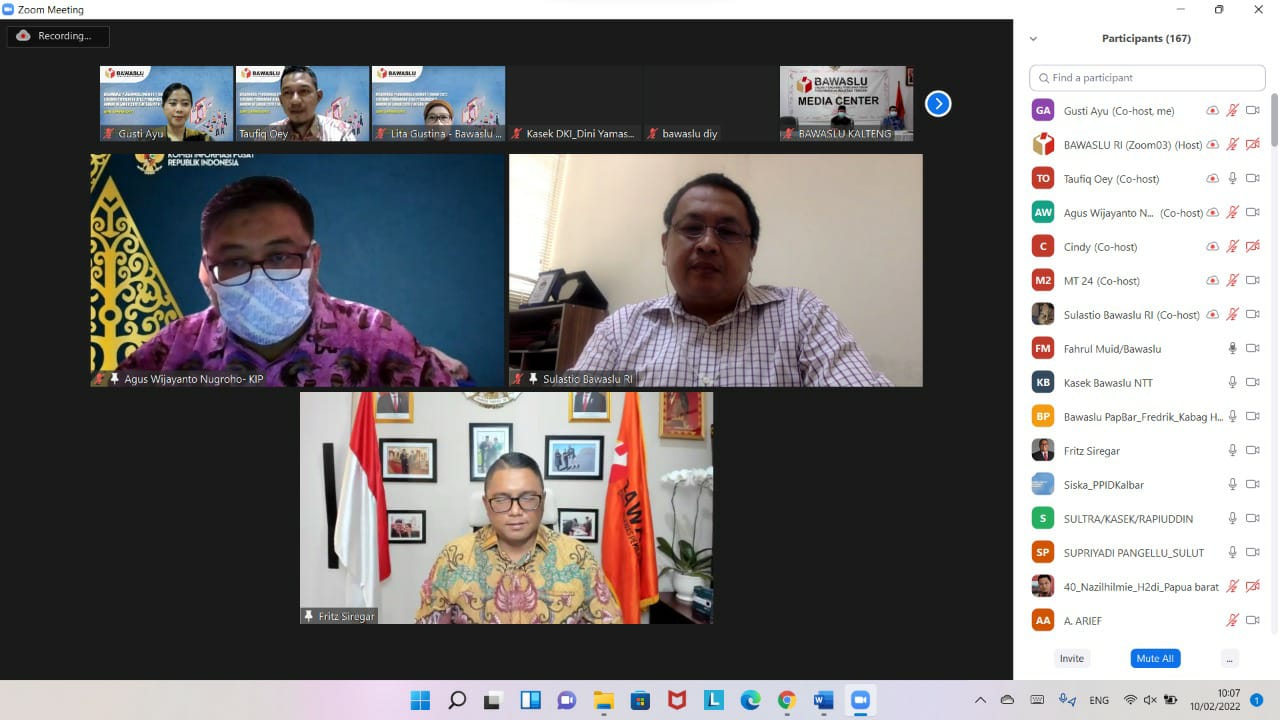 Bawaslu Banten ikuti Rapat Diseminasi Perbawaslu No 1 Tahun 2022 yang Digelar Bawaslu RI