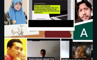 Finalisasi Draft Keterangan Bawaslu untuk Sengketa PHPU di MK : Bawaslu Banten Ikuti Rakornas